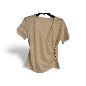 Waffle Boutique Cream Wrap Blouse